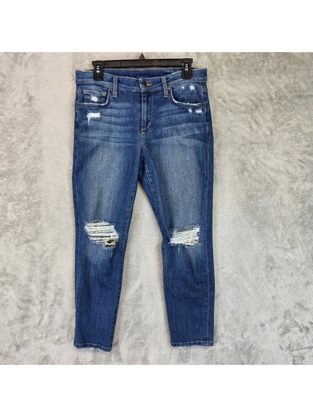 Joe's Jeans Slim Crop Jeans Womens 27 Blue Med Wash Distressed Stretch Denim